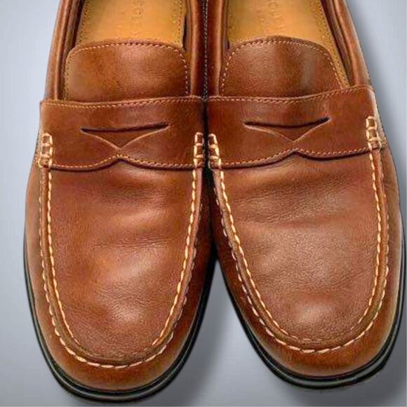 Men\'s Size 9.5 COLE HAAN GRAND OS Pinch Brown Leather Penny Loafers VGUC main image 5